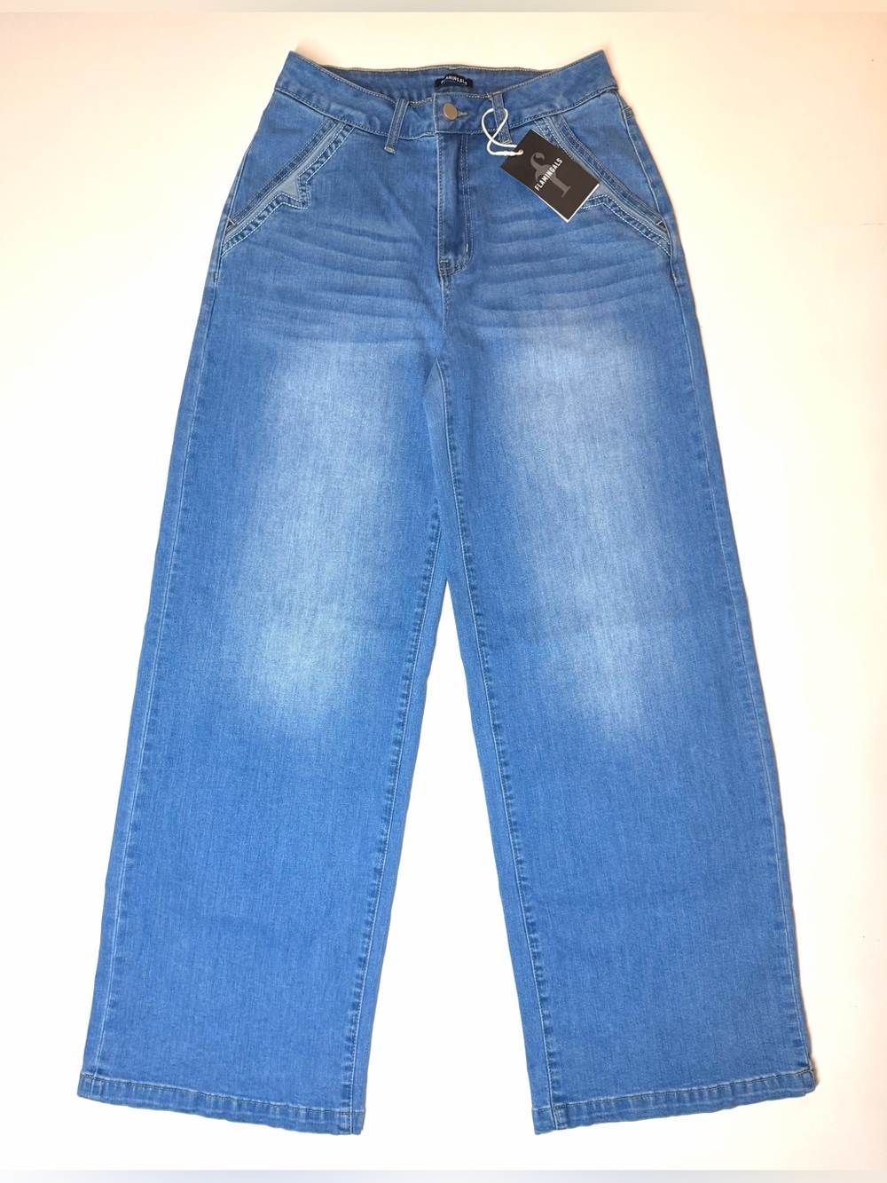 Flamingals Women’s Wide-Leg Women’s Jeans - Light Wash Size- Small